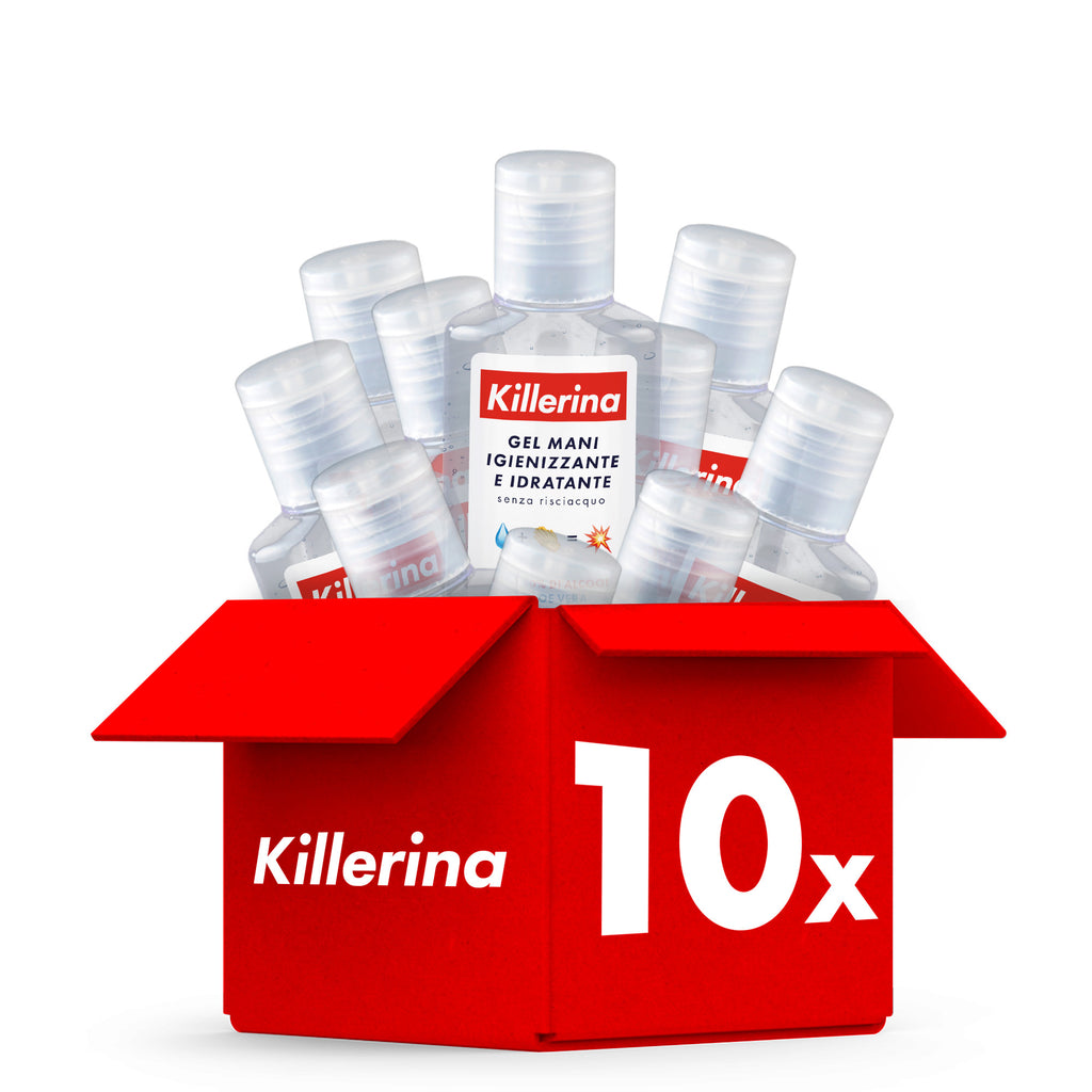 killerina gel disinfettante mani igienizzante & idratante pack10